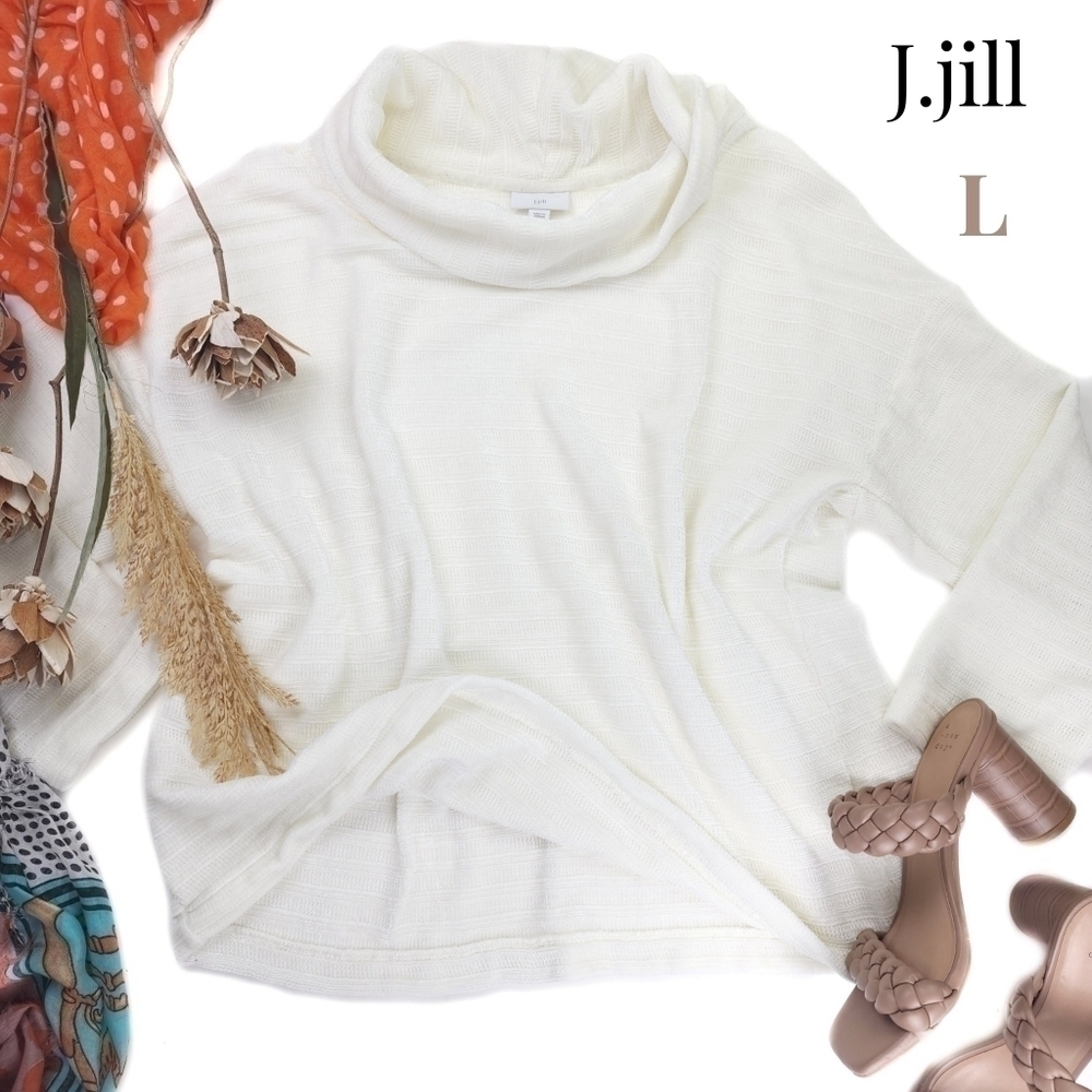 J.jill Cream White Cowl Neck Oversive Fit Sweater Sz L